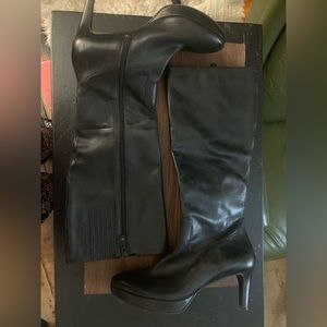 Rockport classic black leather knee high boots. Size 9